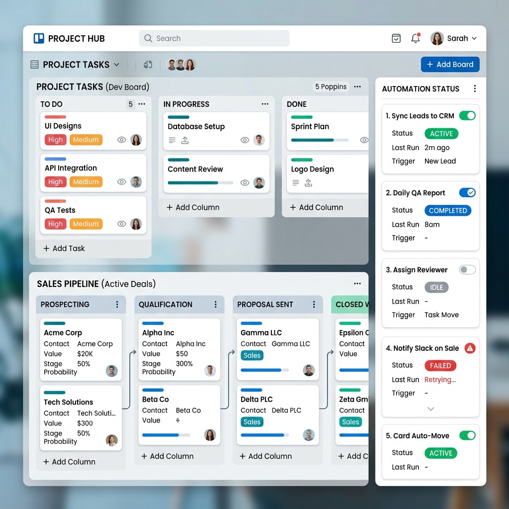 Illustrazione AI per Trasforma Trello nel Tuo CRM Personale